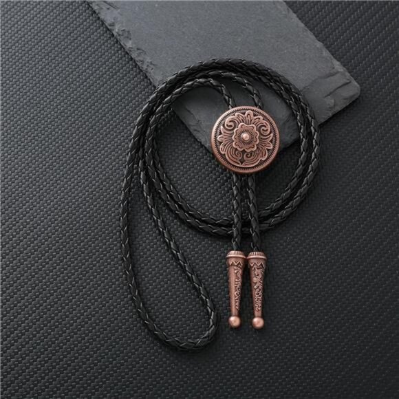 Floral Bolo Tie for Men Womens Small Copper - Picture 5 of 6